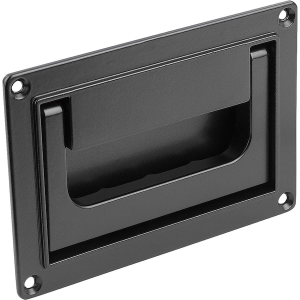 Recessed Handle Fold-Down, L=170, H=80, Form:A, Screw On Aluminum, Black, Comp:Powder-Coated